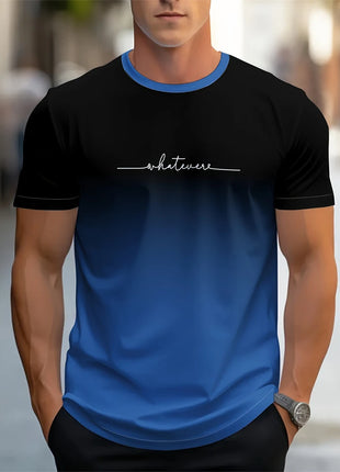 T-shirt homme imprimé lettre d'été T-shirt homme respirant confortable simple col rond Sport de plein air décontracté