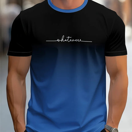 Men's Summer Letter Pattern Printed T-shirt Breathable Comfortable Simple Round Neck Men's T-shirt Outdoor Sports Casual Top