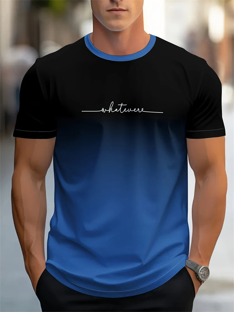 T-shirt stampata con motivo a lettera estiva da uomo T-shirt da uomo traspirante comoda semplice girocollo Sport all'aria aperta Top casual