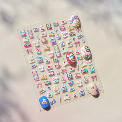 1Pcs 5D Graffiti Kitten Puppy Nail Art Sticker Lovely Lines Animal Cat Embossed Nail Slider Self-Adhesive Cat/Dog Manicure Decal