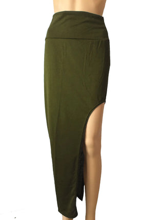 Gonne divise alla moda Gonne lunghe sexy da donna Gonna spaccata laterale aperta Gonna lunga a vita alta con spacco alto Nera