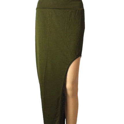 Modische geteilte Röcke Sexy lange Röcke für Damen Offener seitlicher Schlitzrock High-Waist-Rock mit hohem Schlitz Schwarz