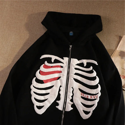 New Hoodies Women Vrouwen Gothic Zwart Zip Up Oversized Sweatshirt Dames Retro Harajuku Capuchon Streetwear Tops