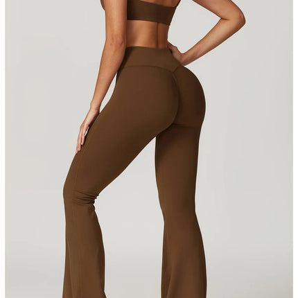 Flare Leggings Yoga Pants Women Bell-bottoms Yoga Tights High Waist Fitness Pants Stretch Gym Workout Sports Push Up Leggings PlatiNum