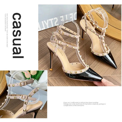 Scarpe da Donna di Design, Lussuose e Sexy con Borchie, Tacchi Alti Estivi, Sandali a Punta Stile Francese, Scarpe da Cerimonia, Zapatos De Mujer platinumshop