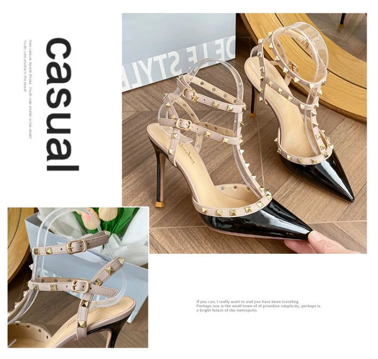 Scarpe da Donna di Design, Lussuose e Sexy con Borchie, Tacchi Alti Estivi, Sandali a Punta Stile Francese, Scarpe da Cerimonia, Zapatos De Mujer platinumshop
