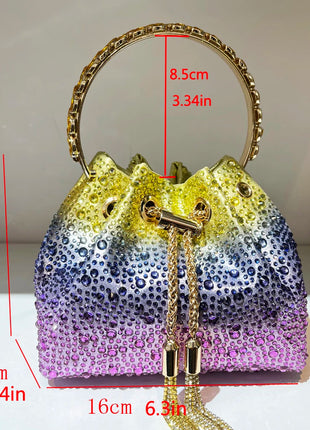 Handle Rhinestones Evening clutch Bag Purses and handbag luxury Designer shoulder bag Shiny Crystal Clutch purse bucket bag PlatiNum