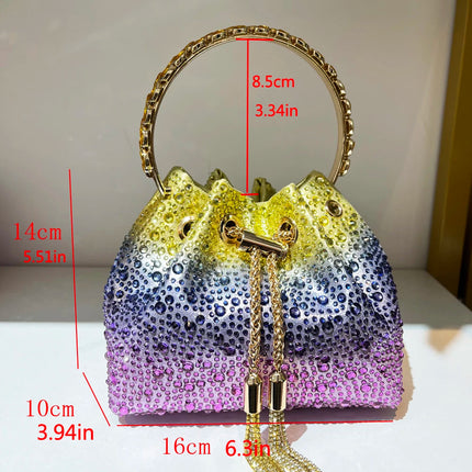 Handle Rhinestones Evening clutch Bag Purses and handbag luxury Designer shoulder bag Shiny Crystal Clutch purse bucket bag PlatiNum