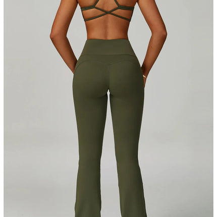 Flared Leggings Women's Wide-leg Pants High Waisted Hip lifting Yoga Pants Quick Drying Running Exercise Fitness Bell bottoms PlatiNum