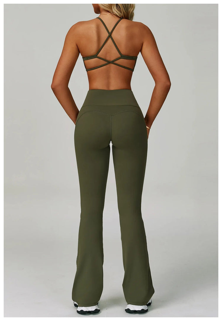Flared Leggings Women's Wide-leg Pants High Waisted Hip lifting Yoga Pants Quick Drying Running Exercise Fitness Bell bottoms PlatiNum