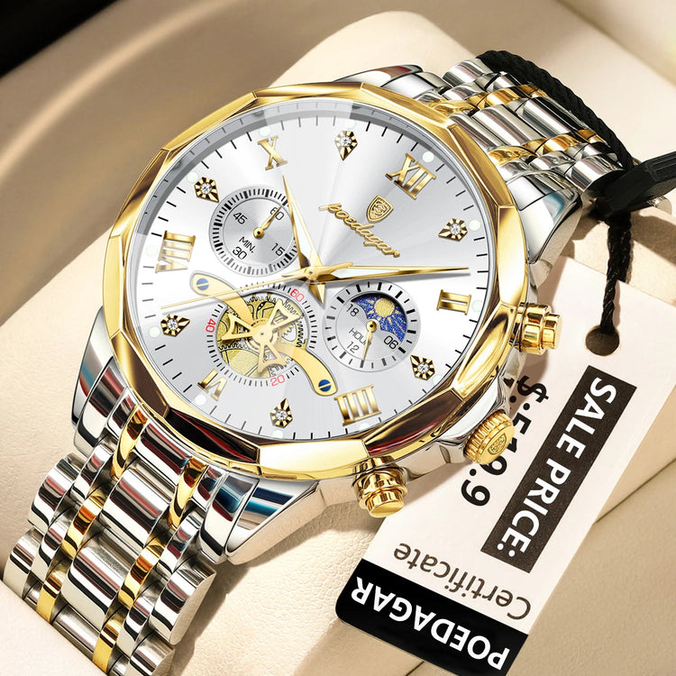 POEDAGAR Orologio da uomo di lusso Top originale impermeabile cronografo luminoso orologio da polso da uomo al quarzo in acciaio inossidabile orologi da uomo Reloj platinumshop
