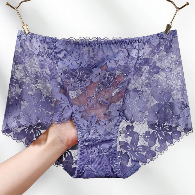Transparent Lace Briefs Women Panties Girls Summer Underpants Plus Size Underwear Solid Color Sexy Lingerie XXL