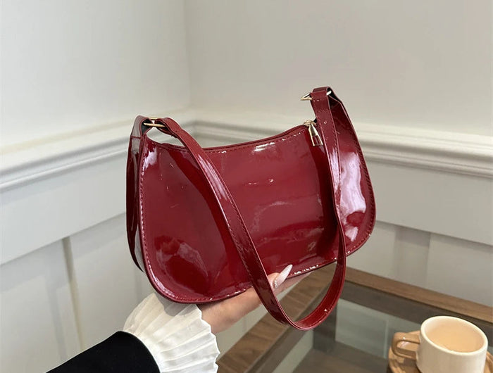 Retro Solid Color PU Leather Shoulder Underarm Bag Women's Fashion Handbags Casual Hobos Purses and Handbag Ladies Hand Bags PlatiNum