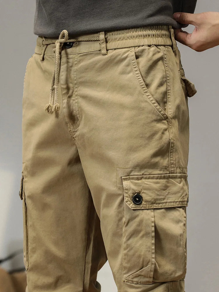 2023 New Multi-Pockets Spring Summer Cargo Pants Men Streetwear Zipper Leg Skinny Work Joggers Cotton Casual Tactical Trousers