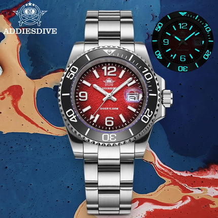 ADDIESDIVE 41mm Watches Japan 2115 Quartz Movement Luminous 200m Waterproof Dive Ceramic Bezel 316L Stainless Steel Man Watches