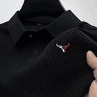 T-shirt estiva a maniche corte da uomo con risvolto in seta ghiacciata, top da uomo