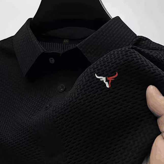 Men's Short Sleeve Summer T-Shirt with Ice Silk Lapel, Men's Top