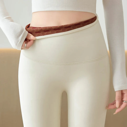 Women's Sports Leggings Autumn Winter Thicken Cashmere Warm Sharkskin Yoga Pants Women Solid High Waist Pilates Shaping Tights