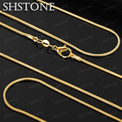 SHSTONE 1mm/2mm/3mm Women Snake Chain Men 925 Sterling Silver 40-75cm Necklaces Fashion Choker Jewelry Classics Neck Necklace PlatiNum