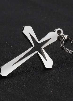 Vintage Christian Ice Crystal Jesus Head Pendant Necklace for Men and Women Cross Catholic Amulet Jewelry PlatiNum