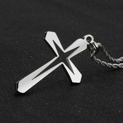 Vintage Christian Ice Crystal Jesus Head Pendant Necklace for Men and Women Cross Catholic Amulet Jewelry PlatiNum