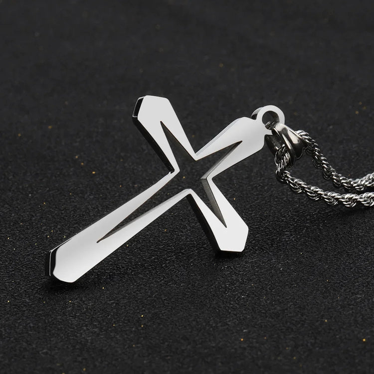 Vintage Christian Ice Crystal Jesus Head Pendant Necklace for Men and Women Cross Catholic Amulet Jewelry PlatiNum