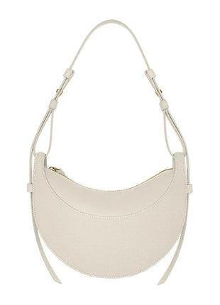 Borsa a tracolla a mezzaluna in pelle liscia, con tracolla regolabile, borsa a tracolla minimalista per l'uso quotidiano