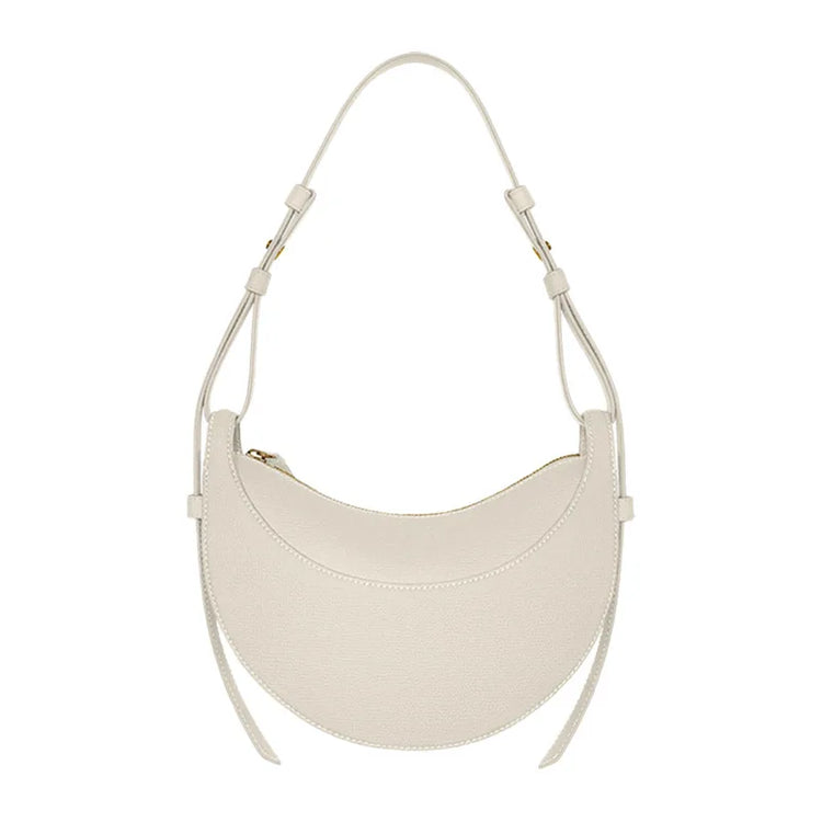 Borsa a tracolla a mezzaluna in pelle liscia, con tracolla regolabile, borsa a tracolla minimalista per l'uso quotidiano