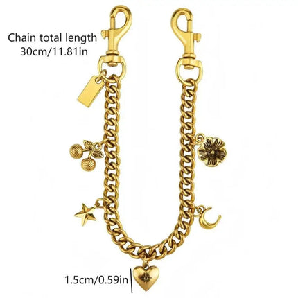 Cherry Blossom Bag Chain Strap Floral Purse Accessory for Women Fashion Crossbody Bag Charm 30cm PlatiNum
