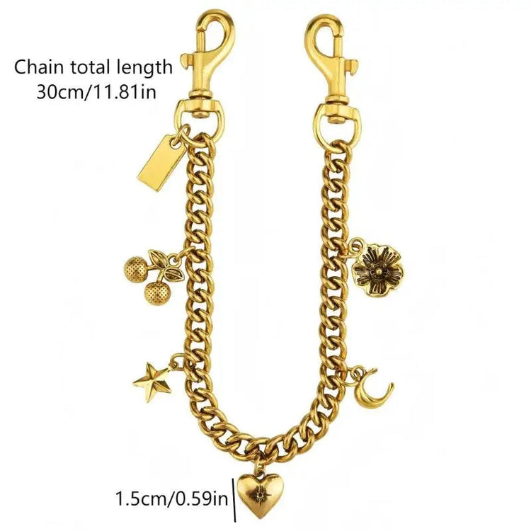 Cherry Blossom Bag Chain Strap Floral Purse Accessory for Women Fashion Crossbody Bag Charm 30cm PlatiNum