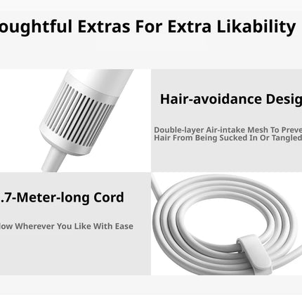 Xiaomi Mijia H501SE Hair Dryer, 110,000 RPM High-Speed Blow Dryer, Negative Ion Anti-Frizz, NTC Constant Temperature, 8 Modes, Lightweight Quiet Travel