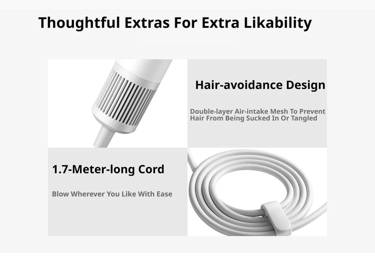 Xiaomi Mijia H501SE Hair Dryer, 110,000 RPM High-Speed Blow Dryer, Negative Ion Anti-Frizz, NTC Constant Temperature, 8 Modes, Lightweight Quiet Travel
