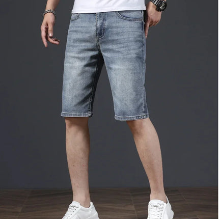 2025 Estate Marca Stretch Sottile Bermuda Masculina Cotone Denim Jeans Jorts Uomo Al Ginocchio Morbido Ropa Hombre Pantaloncini