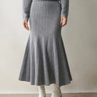 Woman's 100% Cashmere Knittwear Skirt Autumn Winter Elegant Mermaid Mid-calf High Waisted Slim Office Lady Dress Light Luxury PlatiNum