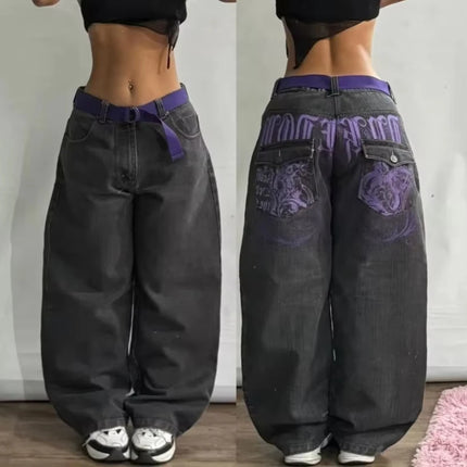 Jeans Baggy Oversize Y2K con Stampa Americana, Stile Harajuku Hip Hop, Pantaloni Larghi Casual da Donna