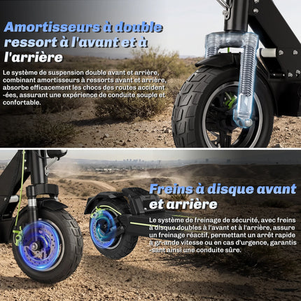 Monopattino Elettrico per Adulti TODIMART, E-Scooter Urbano, Batteria 48V 10.4Ah, Motore 500W, Velocità 45km/h, Autonomia 30-45km, Monopattino Elettrico Pieghevole Portatile per Pendolari