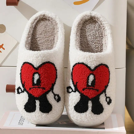 Comwarm Pantofole pelose in pelliccia invernale per donna Scivoli piatti soffici per camera da letto simpatico cartone animato Morbido comfort Scarpe calde in cotone felpato per la casa