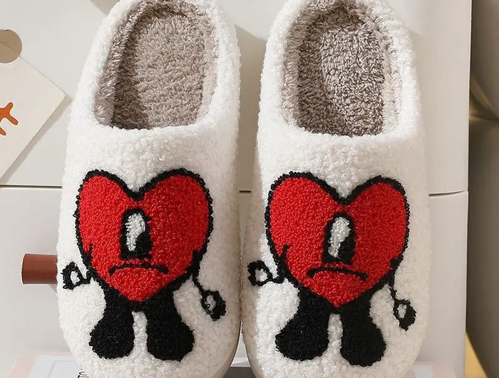 Comwarm Pantofole pelose in pelliccia invernale per donna Scivoli piatti soffici per camera da letto simpatico cartone animato Morbido comfort Scarpe calde in cotone felpato per la casa