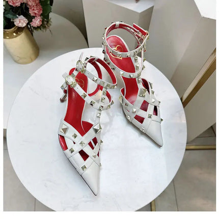 Nuovi Sandali con Tacco Alto e Borchie Primavera/Estate 2026, Sandali a Punta con Tacco Sottile, Scarpe Singole con Borchie platinumshop
