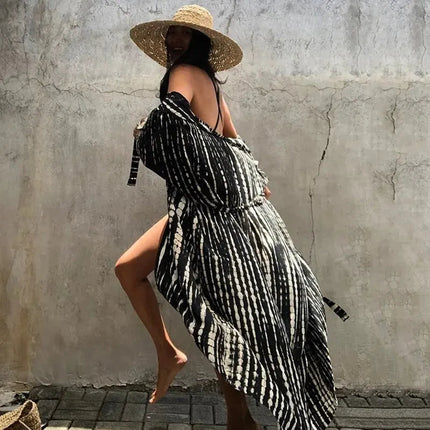 Copricostume da spiaggia da donna con apertura sul davanti, maxi cardigan, kimono, costume da bagno con cinture platinumshop