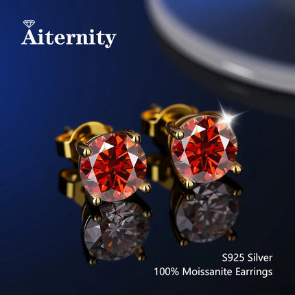 100% Real Sterling Silver S925 Moissanite Earrings Stud  With 2 Certificate D VVS1 Pass Diamond Test Pen For Women Men Jewelry PlatiNum