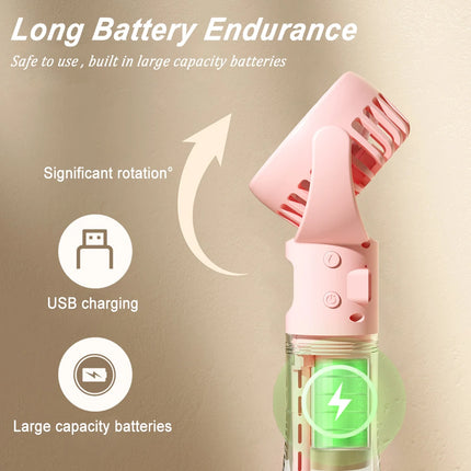 Ventilatore portatile per nebulizzazione d'acqua Mini ventilatore portatile ricarica USB 4 velocità ventole Spray per collo appese piccolo ventilatore portatile portatile portatile