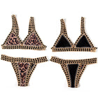Set bikini reversibile leopardato fatto a mano all'uncinetto Set costumi da bagno neri a bordo piscina blu Paisley costume da bagno di lusso maillot de bain femme PlatiNum