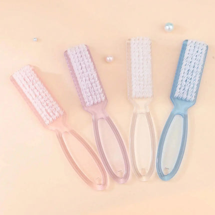 Cleaning Nail Brushes Transparent Long Handle Soft Remove Dust Nail Brushes Multifunctional Five Color Manicure Pedicure Tools