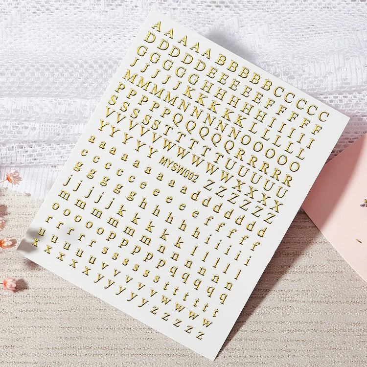 1PC 26-English Alphabet Number 3D Self-adhesive Nail Art Decal Sticker Word Small Letter Nail Decals Sticker Manicure Decoration