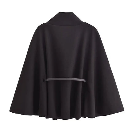 Belt Poncho Capes Women Black Cloaks Winter Coats Woman 2025 Bat Sleeve Cape Coats for Women Fashion Women's Cape Jacket