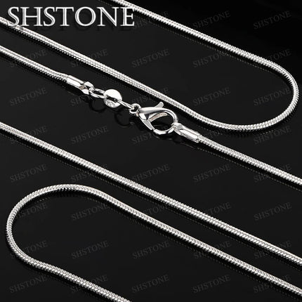 SHSTONE 1mm/2mm/3mm Women Snake Chain Men 925 Sterling Silver 40-75cm Necklaces Fashion Choker Jewelry Classics Neck Necklace PlatiNum