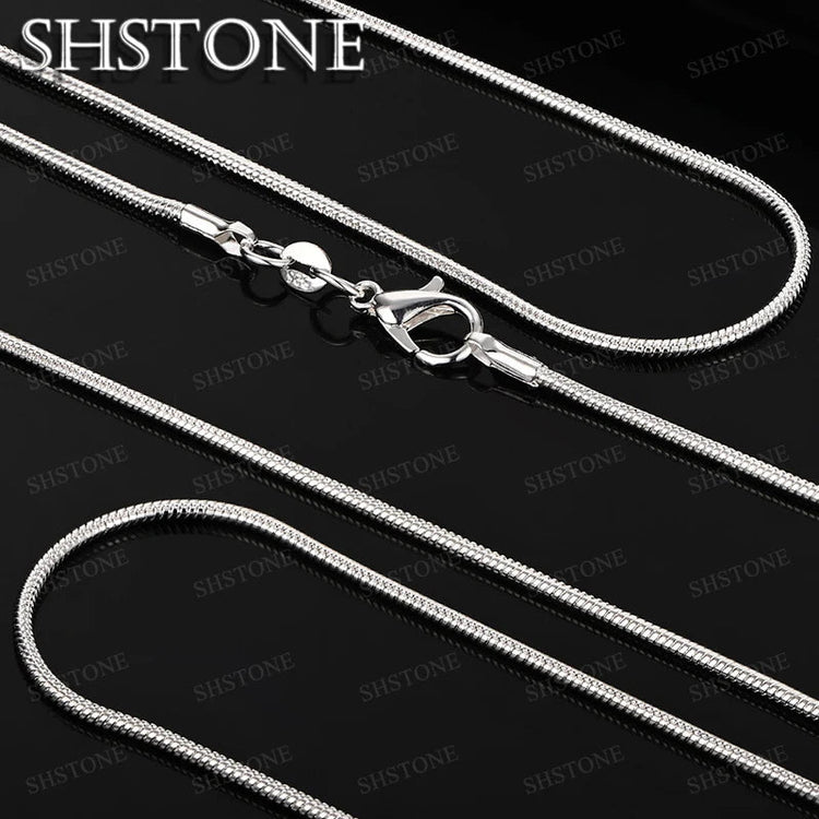 SHSTONE 1mm/2mm/3mm Women Snake Chain Men 925 Sterling Silver 40-75cm Necklaces Fashion Choker Jewelry Classics Neck Necklace PlatiNum