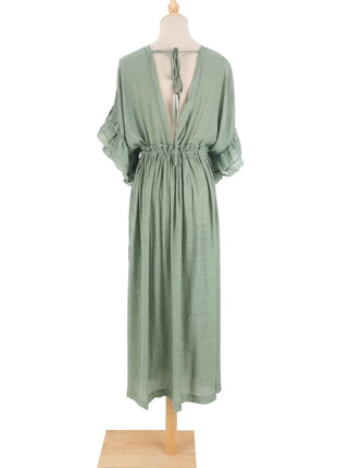 Costume da bagno donna taglie forti copricostume con scollo a V profondo costume da bagno Bikini Coverup abito lungo Kimono caftano diviso platinumshop