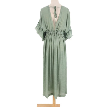 Costume da bagno donna taglie forti copricostume con scollo a V profondo costume da bagno Bikini Coverup abito lungo Kimono caftano diviso platinumshop
